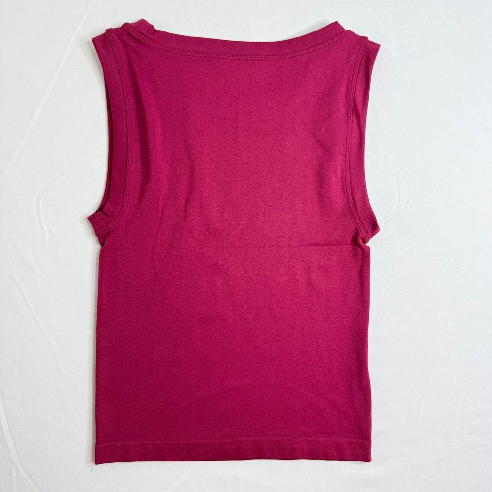 Zenana Magenta Seamless Ribbed Tank Top S/M Dark Pink Crew Neck Sleeveless - Picture 5 of 6